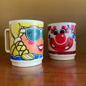 Vintage Deka blonde and clown mugs